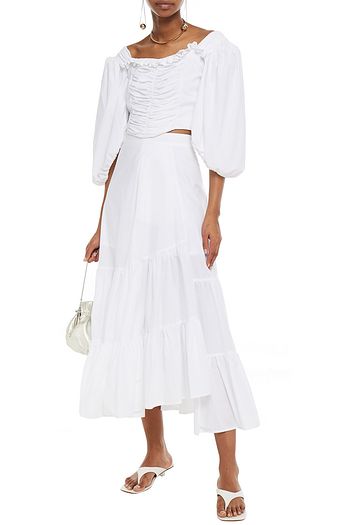 MM6 MAISON MARGIELA Geraffter Midirock aus Baumwollpopeline