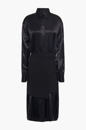 MM6 MAISON MARGIELA Hemdkleid aus glänzendem Twill mit Wolleinsatz