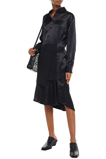 MM6 MAISON MARGIELA Hemdkleid aus glänzendem Twill mit Wolleinsatz