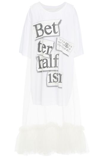 MM6 MAISON MARGIELA Mehrlagiges Midikleid aus Baumwoll-Jersey und Tüll mit Print