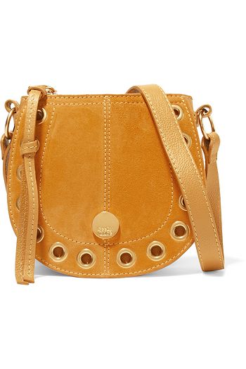 SEE BY CHLOÉ Kriss eyelet-embellished pebbled-leather and suede shoulder bag