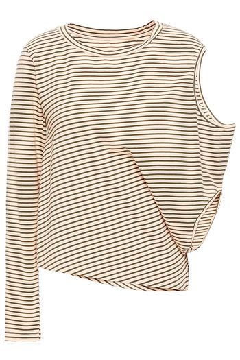 MM6 MAISON MARGIELA Cutout striped stretch-cotton jersey top