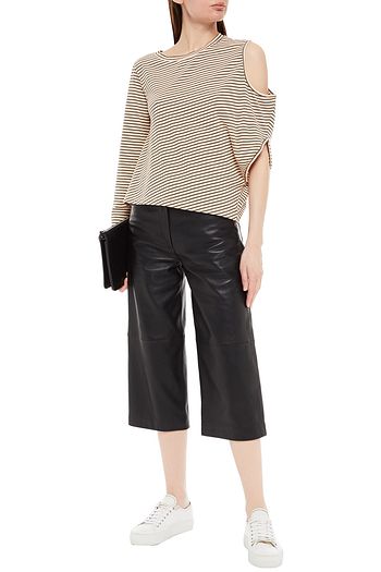 MM6 MAISON MARGIELA Cutout striped stretch-cotton jersey top