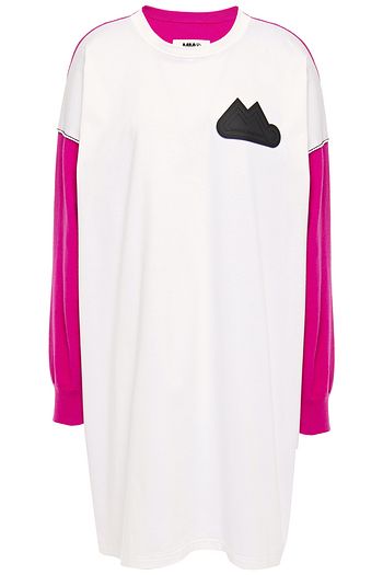 MM6 MAISON MARGIELA Zweifarbiges Minikleid aus einer Baumwoll-Wollmischung mit Jerseyeinsatz und Applikationen