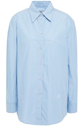 MM6 MAISON MARGIELA Hemd aus Baumwollpopeline mit Stickereien und Nadelstreifen