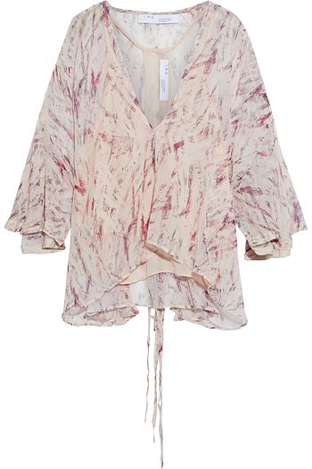 IRO Justie asymmetric printed silk-chiffon blouse