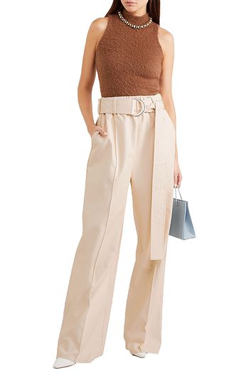 STAND STUDIO Alaina belted faux leather wide-leg pants