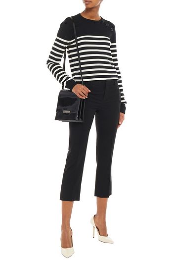 SAINT LAURENT Cropped wool-flannel straight-leg pants