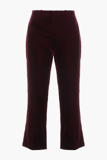 SAINT LAURENT Cropped velvet straight-leg pants