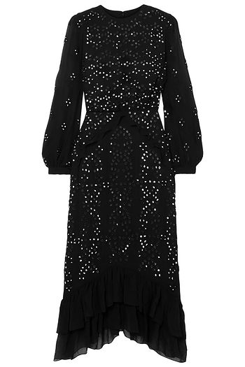SALONI + Venyx Isa embellished broderie anglaise silk-georgette midi dress