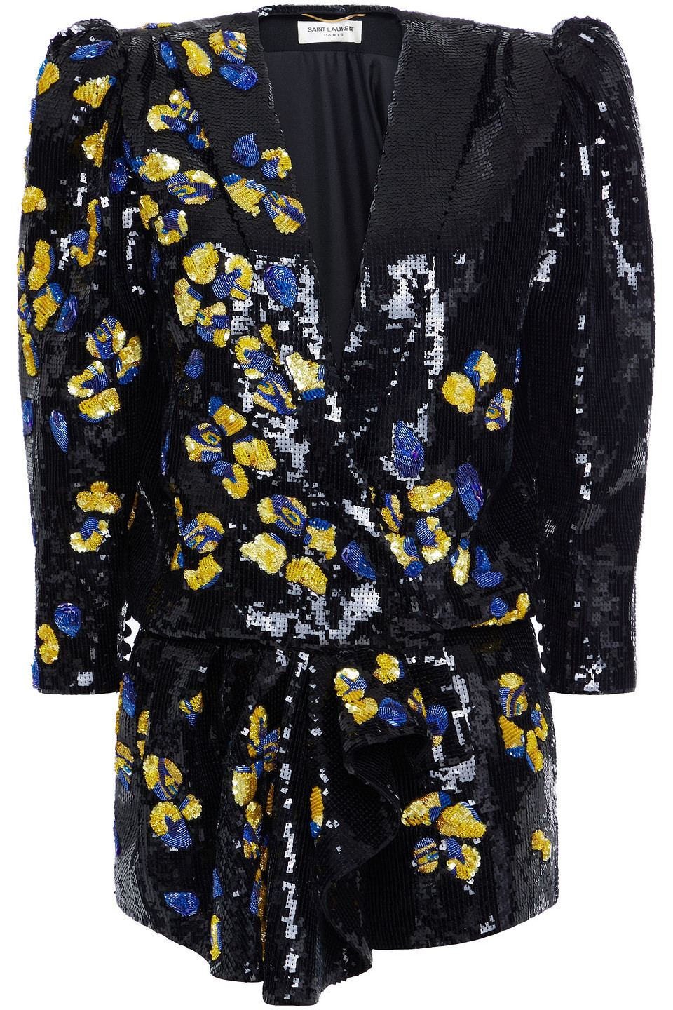 Woman Wrap-effect Embellished Crepe Playsuit