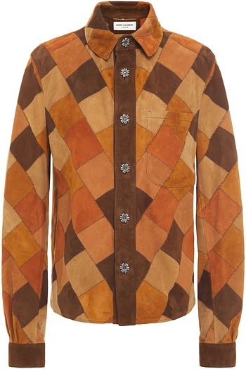 SAINT LAURENT Patchwork-effect suede jacket