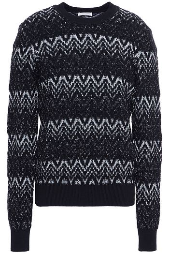 SAINT LAURENT Metallic jacquard-knit wool-blend sweater