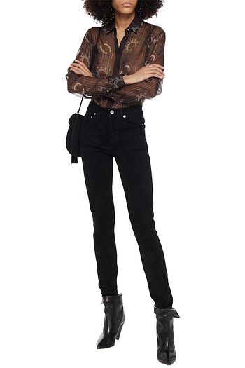 SAINT LAURENT Eng geschnittene Hose aus Veloursleder