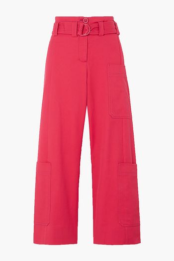 STINE GOYA Roman oversized belted cotton-blend drill wide-leg pants