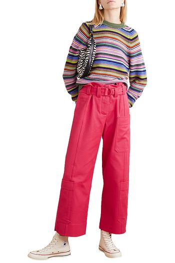 STINE GOYA Roman oversized belted cotton-blend drill wide-leg pants