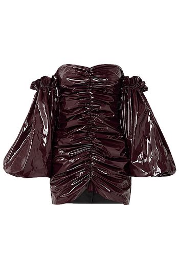 ROTATE BIRGER CHRISTENSEN Phoebe off-the-shoulder ruched vinyl mini dress