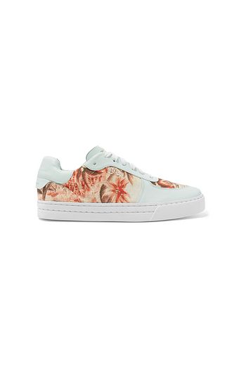 ZIMMERMANN Leather-trimmed printed linen sneakers
