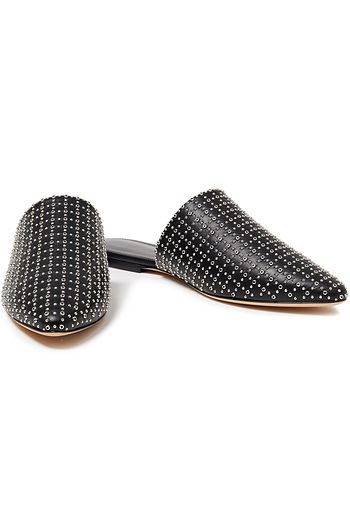 SAINT LAURENT Studded leather slippers