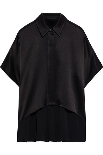 ALICE + OLIVIA Edyth asymmetric satin-crepe shirt