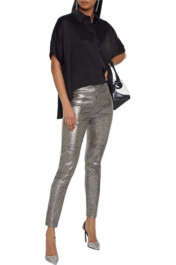 ALICE + OLIVIA Edyth asymmetric satin-crepe shirt