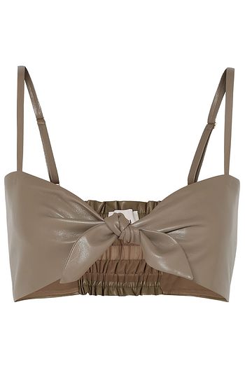 NANUSHKA Sili cropped knotted vegan leather top