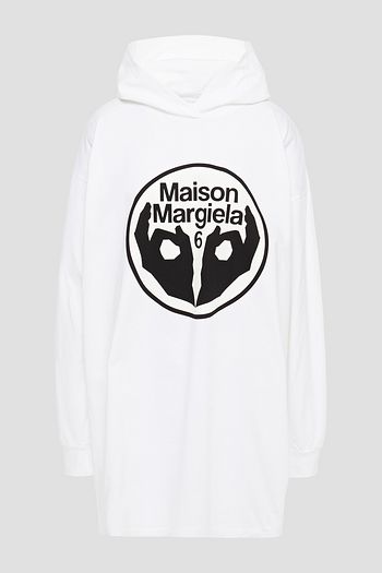 MM6 MAISON MARGIELA Bedrucktes Minikleid aus Baumwollfrottee mit Kapuze
