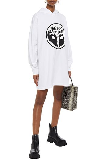 MM6 MAISON MARGIELA Bedrucktes Minikleid aus Baumwollfrottee mit Kapuze