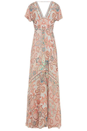 ETRO Bow-detailed printed silk-gauze maxi dress