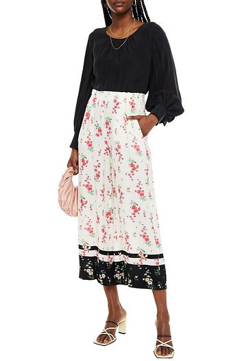 VIVETTA Cropped floral-print crepe wide-leg pants