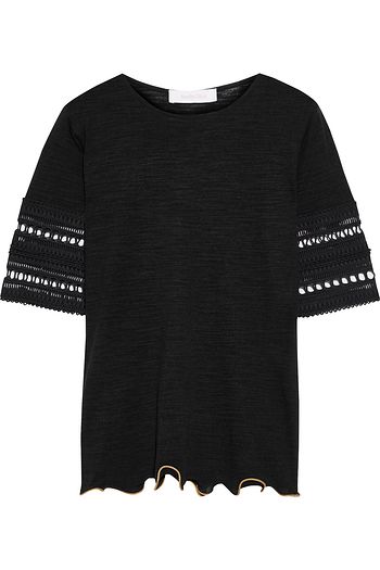 SEE BY CHLOÉ Crocheted lace-paneled slub jersey top