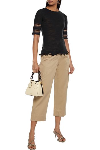 SEE BY CHLOÉ Crocheted lace-paneled slub jersey top