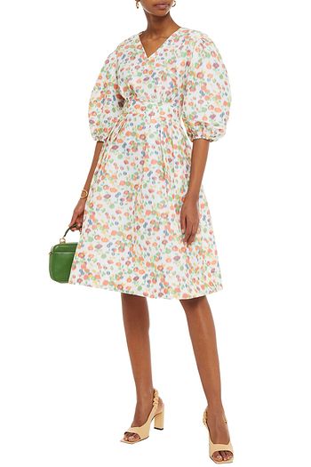 TORY BURCH Bedrucktes Kleid aus Taft mit Falten