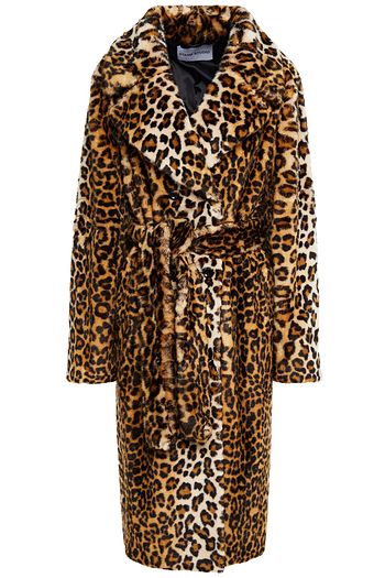 STAND STUDIO Faustine double-breasted leopard-print faux fur coat