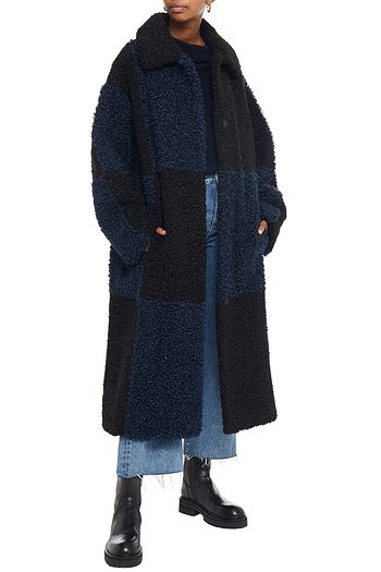 STAND STUDIO Nikki checked faux shearling coat