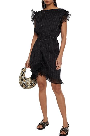 ISABEL MARANT Marisa pleated organza-trimmed metallic jacquard mini dress