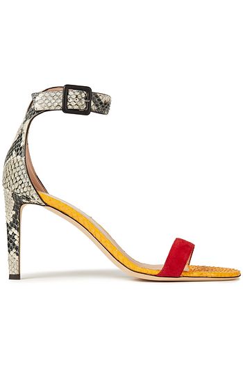 GIUSEPPE ZANOTTI Sandalen aus Veloursleder und Leder mit Schlangeneffekt