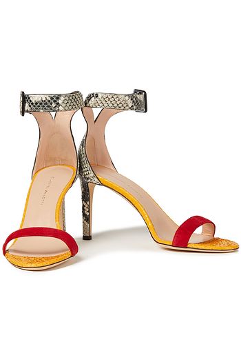 GIUSEPPE ZANOTTI Sandalen aus Veloursleder und Leder mit Schlangeneffekt