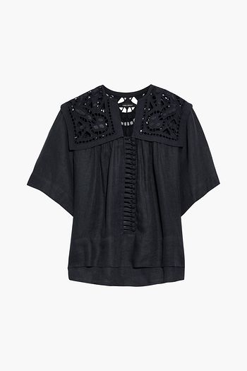 ISABEL MARANT Gane broderie anglaise-paneled linen-gauze top