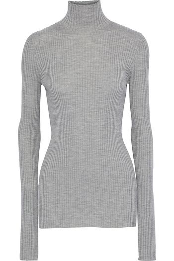 JIL SANDER Ribbed wool and silk-blend turtleneck sweater