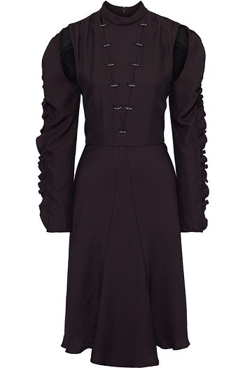 CHLOÉ Cutout ring-embellished silk-blend crepe dress