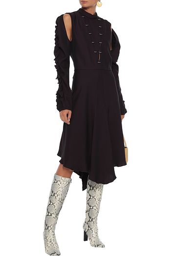 CHLOÉ Cutout ring-embellished silk-blend crepe dress