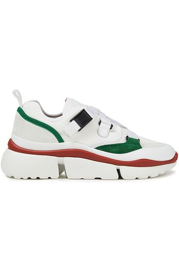 CHLOÉ Sneakers aus Leder und Canvas mit Mesh-Besatz
