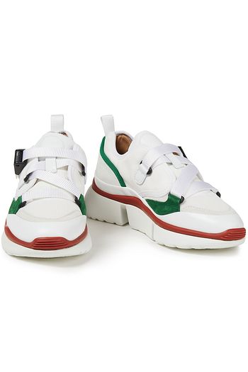 CHLOÉ Sneakers aus Leder und Canvas mit Mesh-Besatz