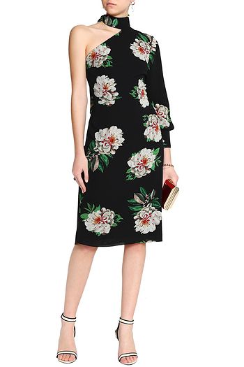 MIKAEL AGHAL One-shoulder floral-print crepe dress