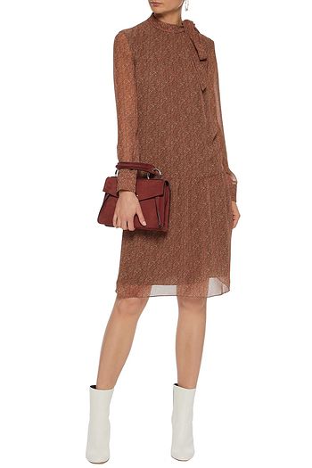 MIKAEL AGHAL Pussy-bow printed chiffon dress