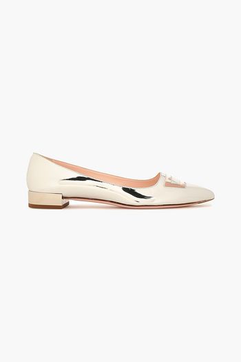 ROGER VIVIER PVC-trimmed mirrored-leather point-toe flats