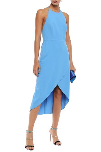 ALICE + OLIVIA Kristy wrap-effect crepe halterneck dress