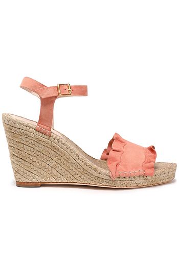LOEFFLER RANDALL Ruffled suede espadrille wedge sandals