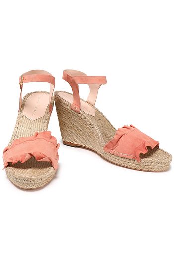 LOEFFLER RANDALL Ruffled suede espadrille wedge sandals